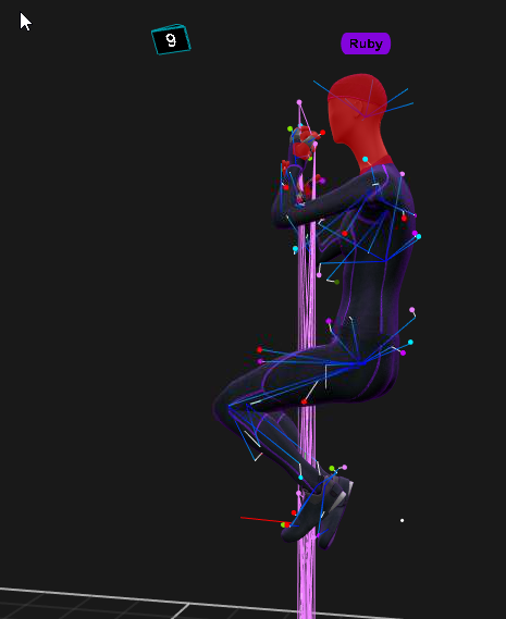We added a dance pole into the motion capture space!